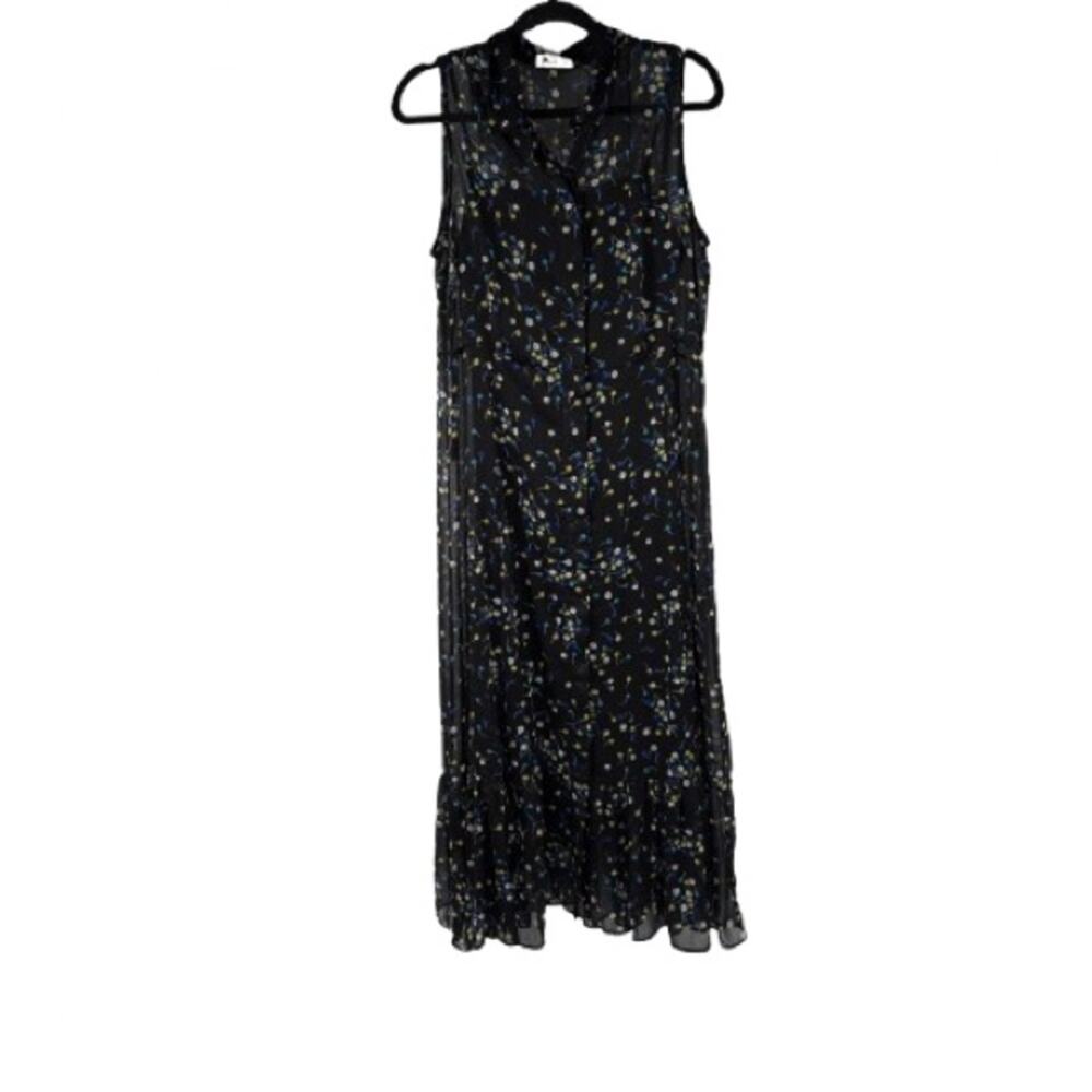 Calvin Klein Black Blue Green Floral Sleeveless Dress